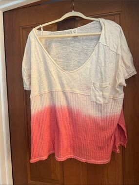 We The Free Cream to Coral Ombre Short Sleeve Tunic